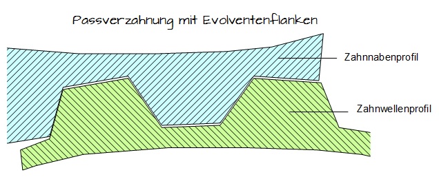 Passverzahnung mit Elvolventenflanken Passverzahnung mit Elvolventenflanken