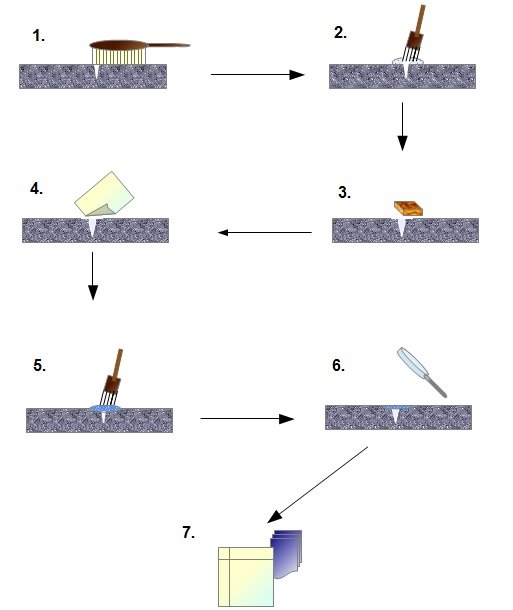 Verfahrensschritte des Eindringverfahrens (schematisch)