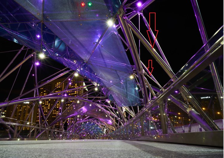 Pendelstäbe (Helixbrücke in Singapur)
