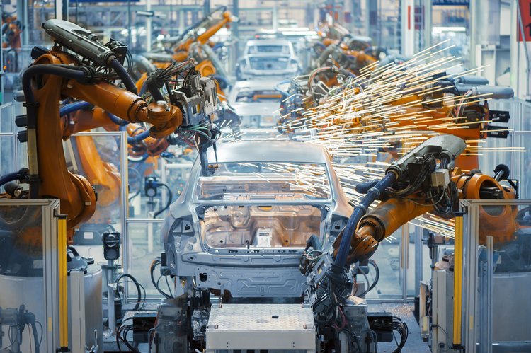 Fertigungsstrae in der Automobilindustrie