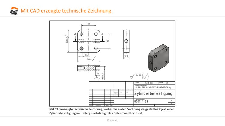 Mit CAD erzeugte technische Zeichnung