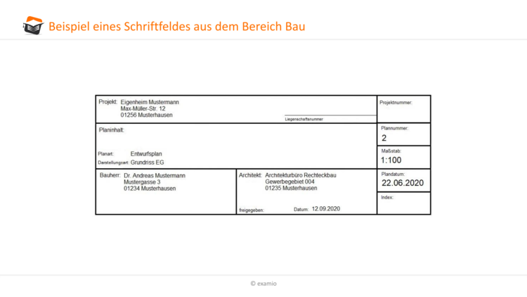 Beispiel Schriftfeld Bauwesen